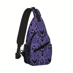 NEW! Haunted Mansion Purple Wallpaper Sling Bag Crossbody Foolish Mortal Disney